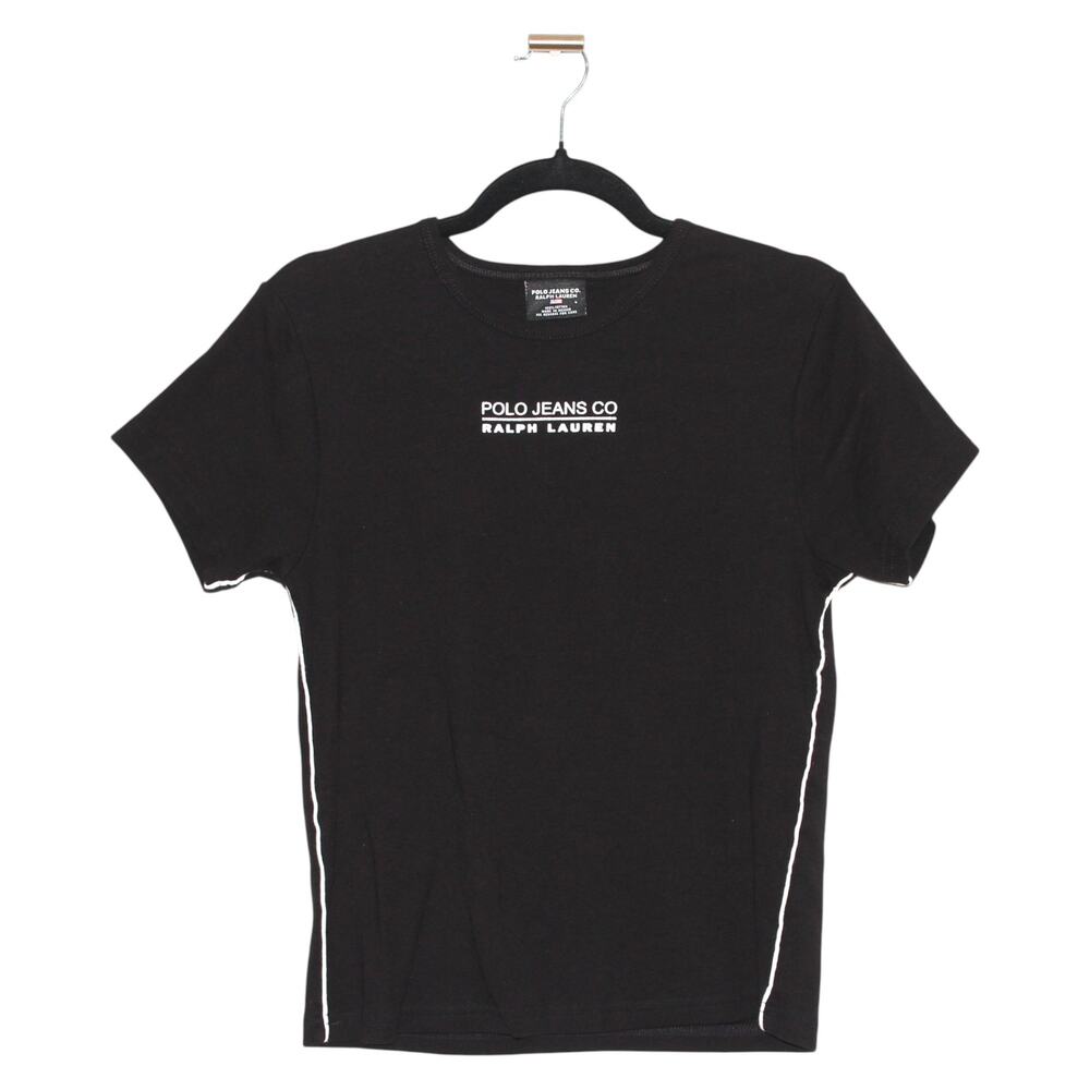 Vintage Polo Jeans Ralph Lauren Black T-shirt 100% Cotton Size Large